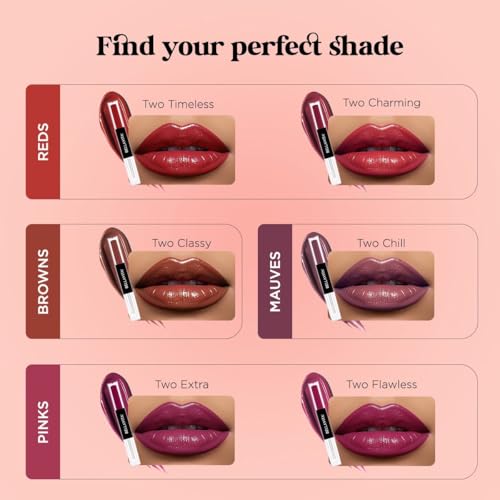 Image of Bella Vita Two Good Liquid Lipstick & Gloss Duo | 2-in-1 Matte & Glossy Finish | Long-Lasting, Smudge-Proof | Enriched with Jojoba Oil & Vitamin E | BellamoodTech | Clean Beauty | Two Flawless | 4ml (Two Flawless)