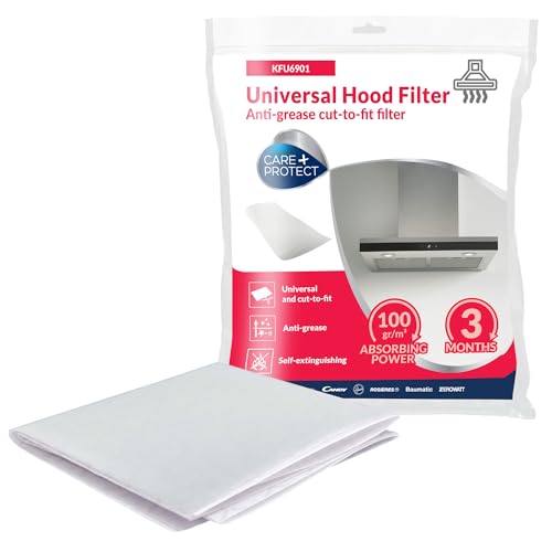 Care+Protect Cooker Hood Filter - Universal - Cut-to-Size - Anti-Grease - Anti-Odour - Self-Extinguishing - Size 47x97 cm - Absorbency 100 g-sq-m