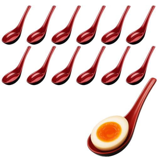 La Mejor Selección de Cucharas chinas - los más vendidos. 49 JapanBargain s-2384 X 12, juego de 12 melamina plástico Wonton chino cucharas de sopa, negro/rojo