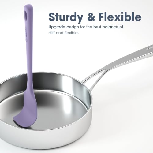 Image of ChefAide 5 Pieces Silicone Spatula Set, Food Grade Rubber Spatula, Upgrade Strong Handle with Ergonomic Grip, Heat Resistant Up to 600F for Nonstick Cookware, Cooking