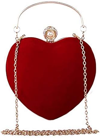 Goclothod Women Heart Shape Clutch Purse Velvet Shoulder Bag Evening Handbags - Image 6