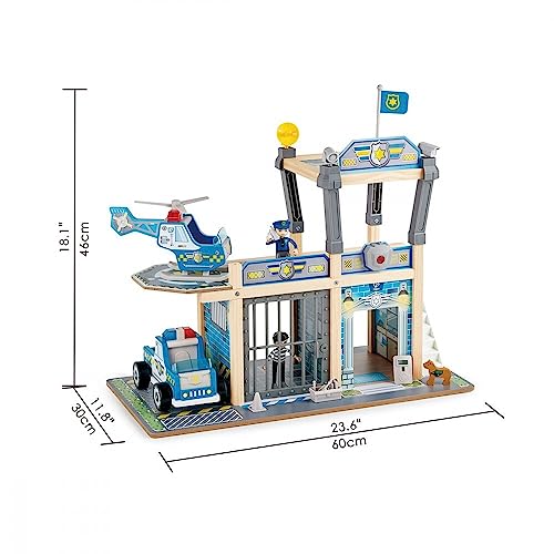 Hape Metro Police Station Play Toy Set With Sounds And Lights| 2-Level Wooden Pretend Play Toy With Action Figures And Accessories #TOP1