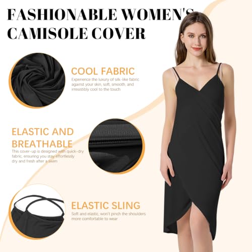 Image of PALAY Beach Wear Dress for Women Stylish Solid Spaghetti Strap Wrap Swimsuit Cover Up Lightweight Sarong Beach Outfits for Women