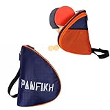 PANFIKH Dynamic Black Nylon Table Tennis Bag with Zipper Closure and Adjustable Shoulder Strap - TT Bag Cover (Orange -Blue)