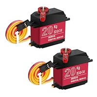 QIQIAZI Servo Motor, 2 Stücke 20KG Digital Metal Servomotor Digitaler Servomotor Volles Kupfer Metall Getriebe Servo,RC Servo für RC Flugzeug Hubschrauber,Roboter,RC Auto Boot für Arduino