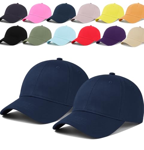Image of Unisex Adjustable Baseball Cap Pack of 2 - Solid Color, Breathable, Stylish Cotton Caps for Men & Women - Outdoor Sports, Travel, Casual Wear