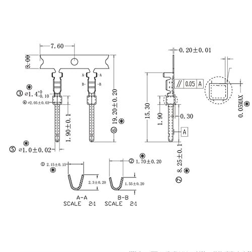 200 pzas pines macho D-Sub chapados en oro 2 mm miniatura 5