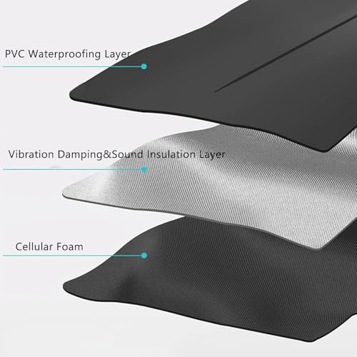 Exercise Equipment Mat, PVC, Waterproof Non-Slip, for Treadmill and Bike, Black - Image 5