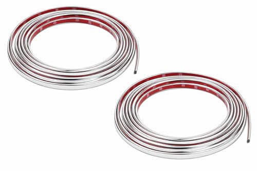 2PCS Bande Chrome Voiture 6mm x 5m, Tuning Voiture, Baguette Adhésive Décorative Chromée pour Carrosserie, Fenêtre, Pare-chocs, Rétroviseur et Plus