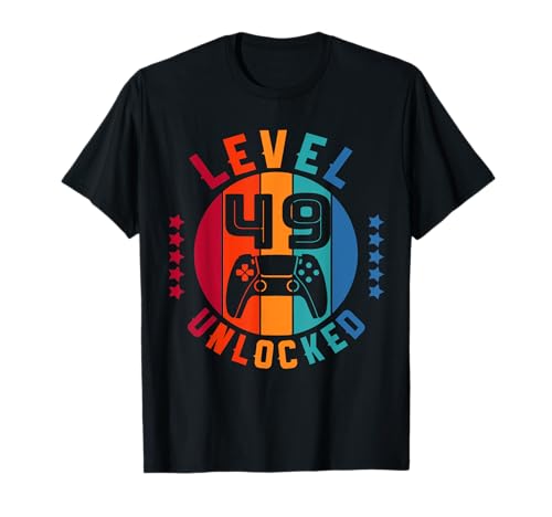 49 Anni Compleanno regalo video Gamer level 49 unlocked Maglietta