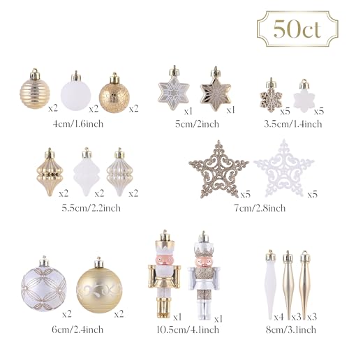 Boules de Noël blanc et or de luxe incassables Valery Madelyn - 4