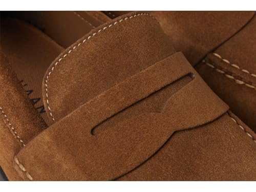 Cole Haan Cole Haan Men's Brower Penny Loafers, Spiced Brown Suede/Raven Water Resistant, 8-M US