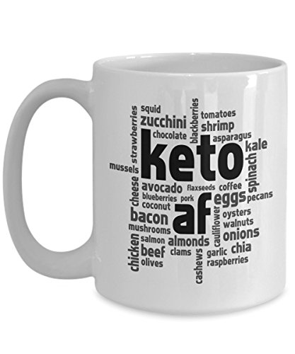 Keto AF Mug Ceramic Coffee Tea Cup Awesome Novelty Related Gift For Mom Dad Men Women Him Brother Sister Birthday Christmas