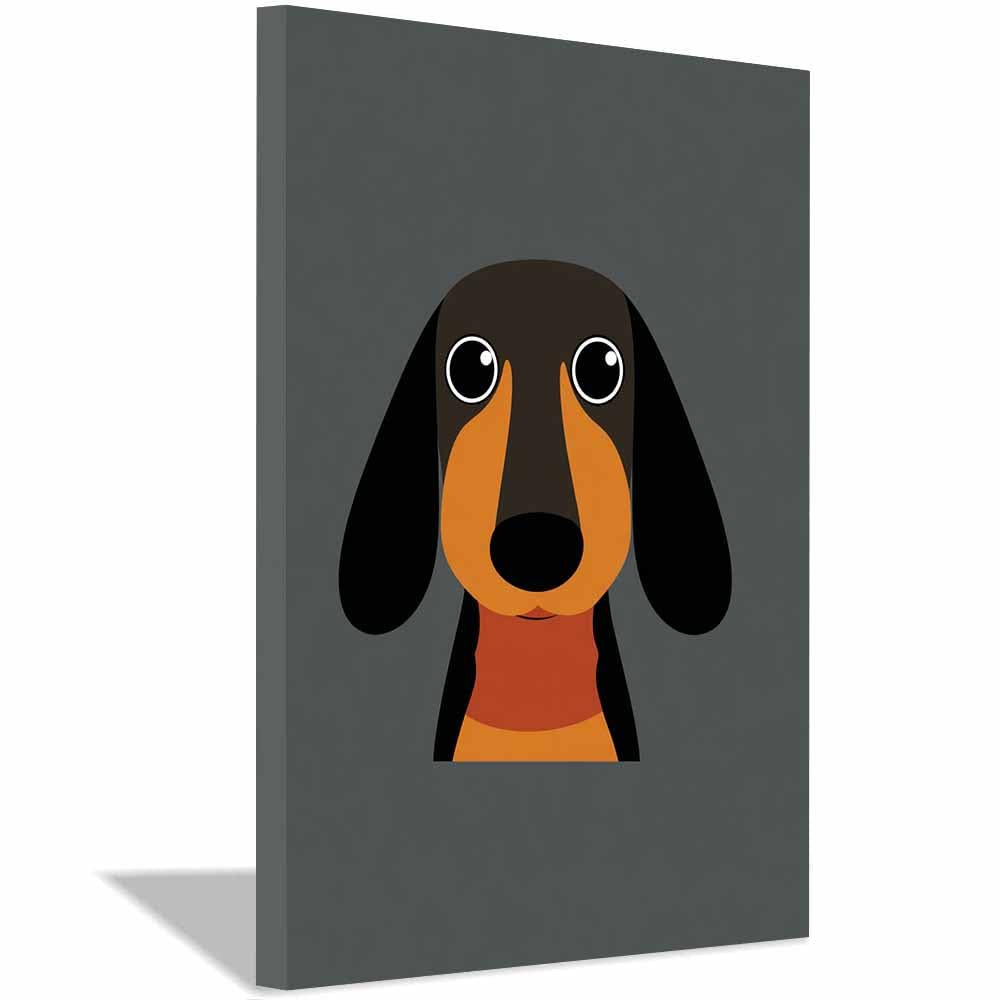 ZAMAEIU Canvas Print Wall Art Simplified dog drawing Abstract Dog Animal Paintings, Suitable for living room, bedroom, for Kids Room Decoretc.(black)-50x70cm Framed