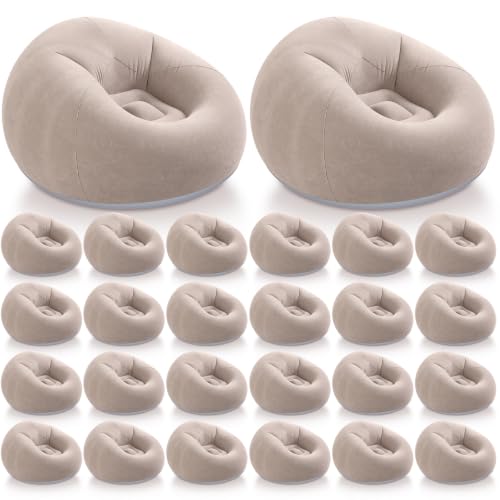 Image of Realspring Inflatable Bean Bag Chairs Outdoor Blow up Camping Chairs Inflatable Lazy Sofa Folding Portable Bean Bag Loungers Couch for Movie Night(Coffee,24 Pcs)