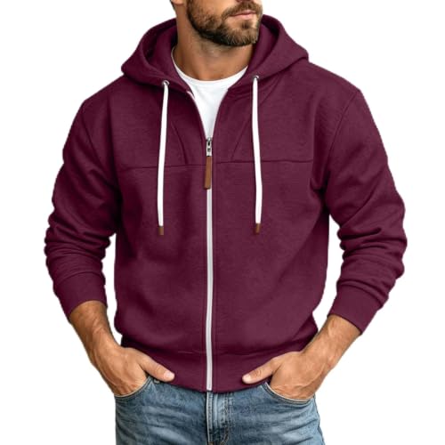 Mens Full Zip Hoodies Fashion Fleece Drawstring Hooded Sweatshirts Jackets - image 1