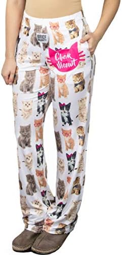 BRIEF INSANITY Lounge Pajamas Pants for Women | Animal Kitty Cat Print Bottoms - Soft, Comfy Loungewear Pants