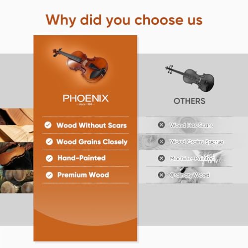 image for PHOENIX Violin 4/4 Full Size Kit, Violin Fiddle Set for Beginner Adult
