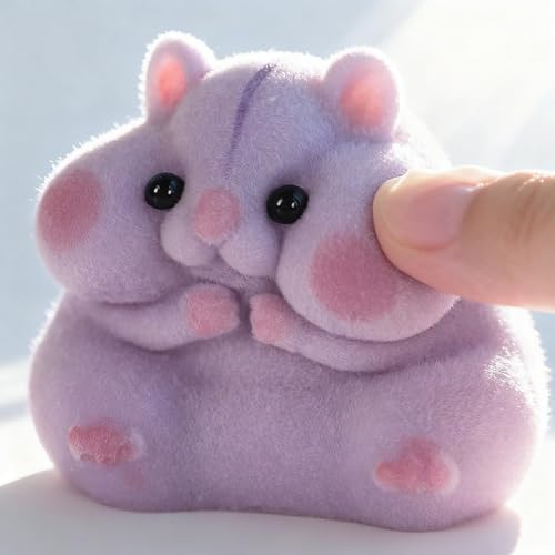 Handmade Taba Squishy Hamster Toy, Cute Squishy Hamster Fidget Toy, Realistic Soft Silicone Mochi Furry Toy, Stress Relief Gift for Adults & Kids, Sensory Anxiety Plushie (Purple) - View 7