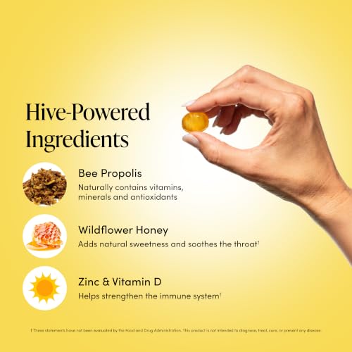 Image of Beekeeper's Naturals Throat Soothing Honey Cough Drops, Zinc + Vit D, 24 Ct | Immune Support with Vitamin D, Zinc and Propolis, Throat Soothing Lozenges