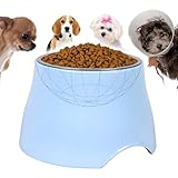 Elevated Spaniel Dog Bowl, Melamine Raised Dog Food Bowl for Long-Eared Dogs, Raised Dog Bowls for Small & Medium Dogs, Stainless Steel Inner Bowl, Non-Slip Base (Light Blue, M (420 ML / 1.5 Cups))