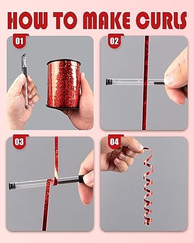 Image of PartyWoo Red Ribbon, 500 Yard Curling Ribbon for Crafts, Iridescent Crimped Ribbon, Shiny Metallic Ribbon for Gift Wrapping, Ribbon for Balloons String, Hair, Florist Flower (1 Roll)