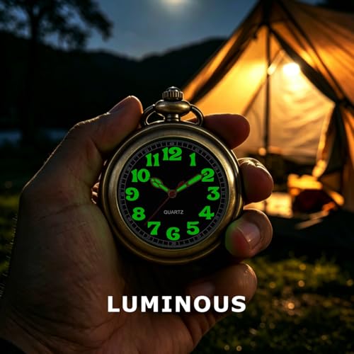 Image of Vintage Quartz Pocket Watches for Men with Chains, Analog Pocket Watch for Women, Gifts for Dad /Grandpa Gifts for Him for Birthday