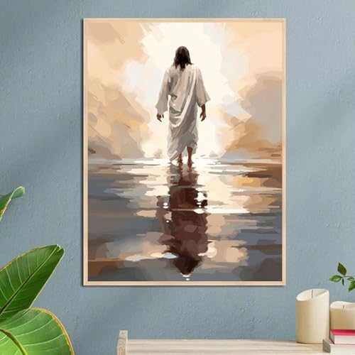 Tableau Jésus Marche sur l'Eau Impression HD Toile Premium Vintage