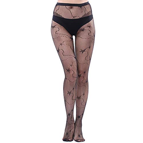 Image of KACOLOR Women Fishnet Stockings Patterned Tights Thigh High Black Lace Leggings High Waist Tights Pantyhose