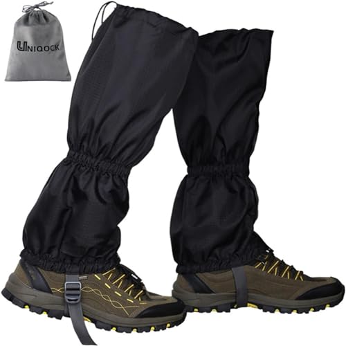 UNIQOCK Gaiters for Hiking – Waterproof and Breathable Leg Gaiters for Women and Men Boots, Adjustable Lightweight Shoes Gaiters for Hunting, Hiking, Mountaineering, Snow Gaiters for Hiking Boots