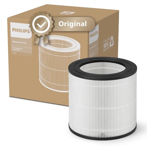 Philips Filtro de Repuesto Original para Purificador de Aire Serie 600 AC0650, AC0651, HEPA NanoProtect, 12 Meses de Vida Útil (FY0611/30)