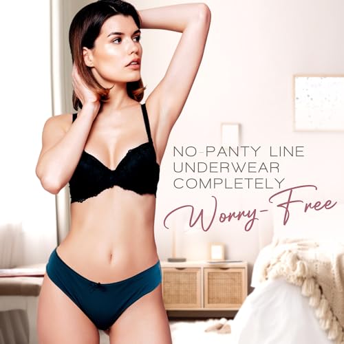 Image of Pretty Sweet Intimates Women's Seamless Cheeky Bikini Underwear, Pack of 10- Laser Cut, No Show Cheeky Panties with Lace