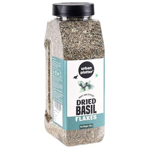 Urban Platter Dried Basil Flakes (Tulasi) Shaker Jar, 150g