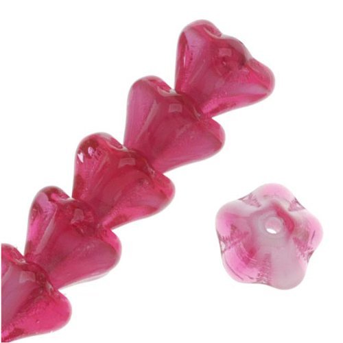 Czech Glass Beads Flower Beadcaps 6x4.5mm 'Pearl Fuchsia' (50)