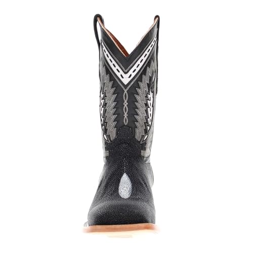 Vaccari Men's Atlas Genuine Stingray Leather Broad Square Toe Cowboy Boots4