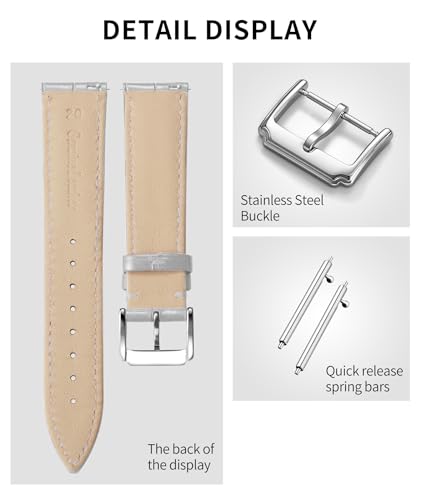 Image of BINLUN Genuine Leather Watch Bands Women Men Quick Release Leather Watch Straps Replacement with 12 Colors Option (10mm, 12mm, 14mm, 15mm, 16mm, 17mm, 18mm, 19mm, 20mm, 21mm, 22mm, 23mm)