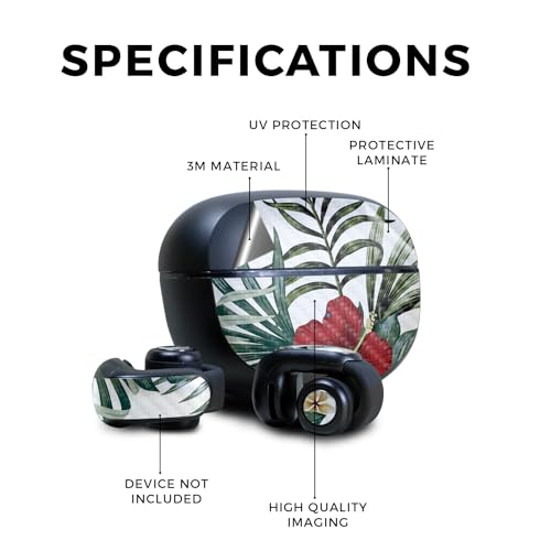 Image of Carbon Fiber Skin Compatible with Bose Ultra Open Earbuds - Tropical Hibiscus - Premium 3M Vinyl Protective Wrap Decal Cover - Easy to Apply | Crafted in The USA by MightySkins