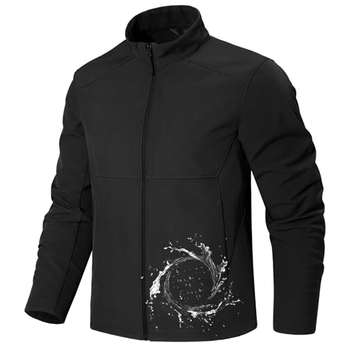 FREE SOLDIER Men's Waterproof Softshell Jacket Lightweight Fleece Lined Jacket Outdoor Hiking Windbreaker