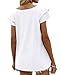 Womens Summer Tops White Casual V Neck Tshirt for Women Ruffle Short Sleeve Tops L