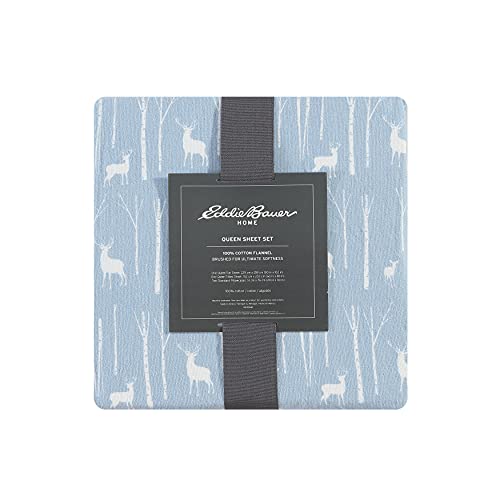 Image of Eddie Bauer - Twin Sheets, Cotton Flannel Bedding Set, Brushed For Extra Softness, Cozy Home Decor (Birch Forest, Twin)