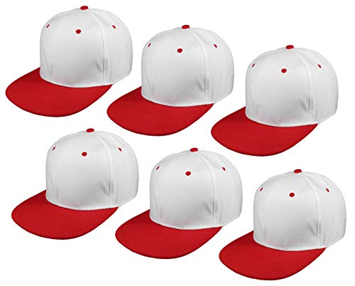Image of Gelante Plain Blank Flat Brim Adjustable Snapback Baseball Caps LOT 6 Pack