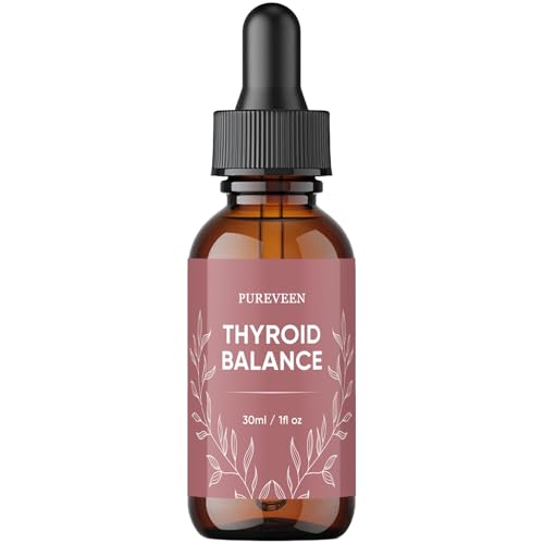 Pureveen Thyroid Support Drops for Men & Women Thyroid Support Liquid Drops Promote Liver Metabolism and Relieve Eyes and Facial Discomfort with Milk Thistle Zinc Magnesium & Selenium 30ML/1FL OZ