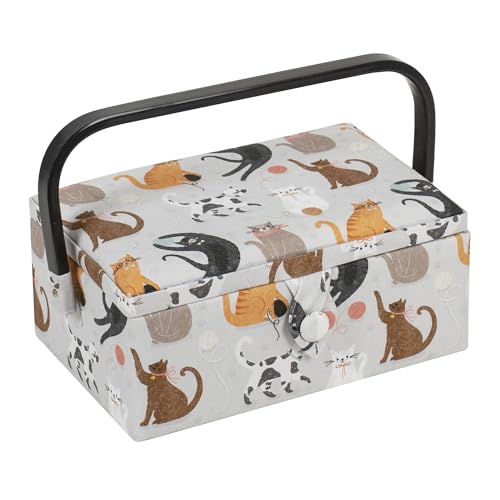Hobby Gift Small Sewing Craft Storage Box, Cats, 15.5 x 23.5 x 11cm