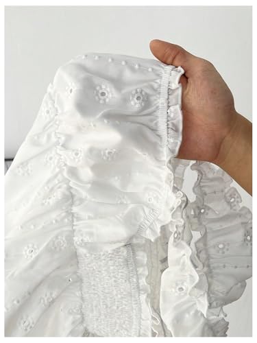 SweatyRocks Women's Square Neck Boho Ruffle Eyelet Embroidery Blouses Peplum Tops4