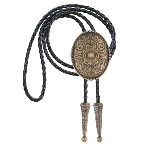 Image of GelConnie Floral Bolo Tie for Men Womens Bolo Tie Necklace Native American Black Men's Bolo Ties Western Cowboy Bolero Ties