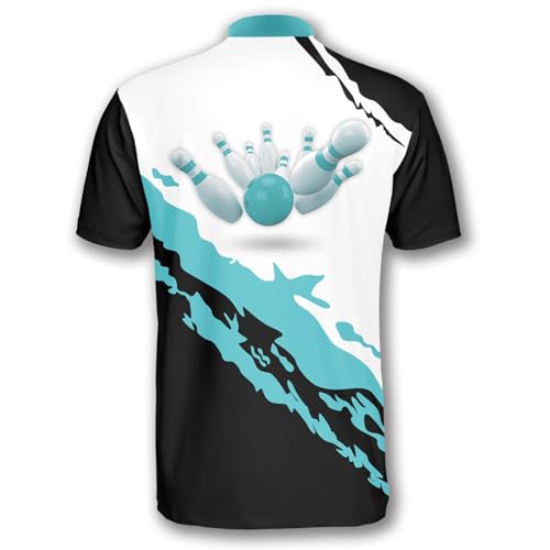 PRIMESTY Bowling Jersey 3D, Zipper Bowling Shirts for Team, Bowling Shirt Unisex for Men Women, Bowling Shirts for Men