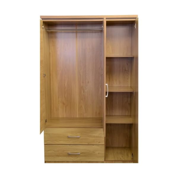 Charles 3 Door Wardrobe 2 Drawers Oak and Walnut - Image 3