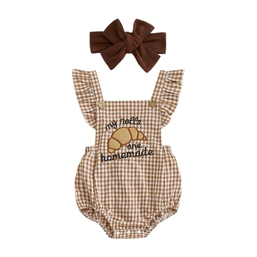 Image of Baby Girl Mardi Gras Outfit They Found Me in the King Cake Onesie Ruffle Romper Bubble Plaid Bodysuit with Headband