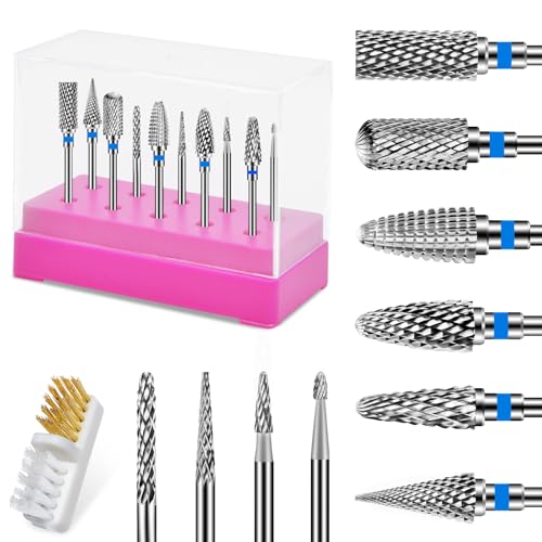 10 Stück Nagelfräser Bits Set: Edelstahl Fräser Bits für Nageldesigner-3/32 Zoll(2 35 mm) Professionelle Fräser Aufsätze für Gelnägel Acrylnägel-Leicht zu Reinigen Nagelzubehör für Nagelstudio