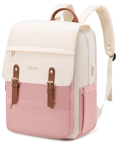 Lovevook Mochila Portatil Mujer, 17 Pulgadas Mochila Antirrobo Impermeable Elegante Para Ordenador Portátil Con Carga Usb Para La Viajes, Universidad, Beige Y Rosa Lovevook Mochila Portatil Mujer, 17 Pulgadas Mochila Antirrobo Impermeable Elegante Para Ordenador Portátil Con Carga Usb Para La Viajes, Universidad, Beige Y Rosa